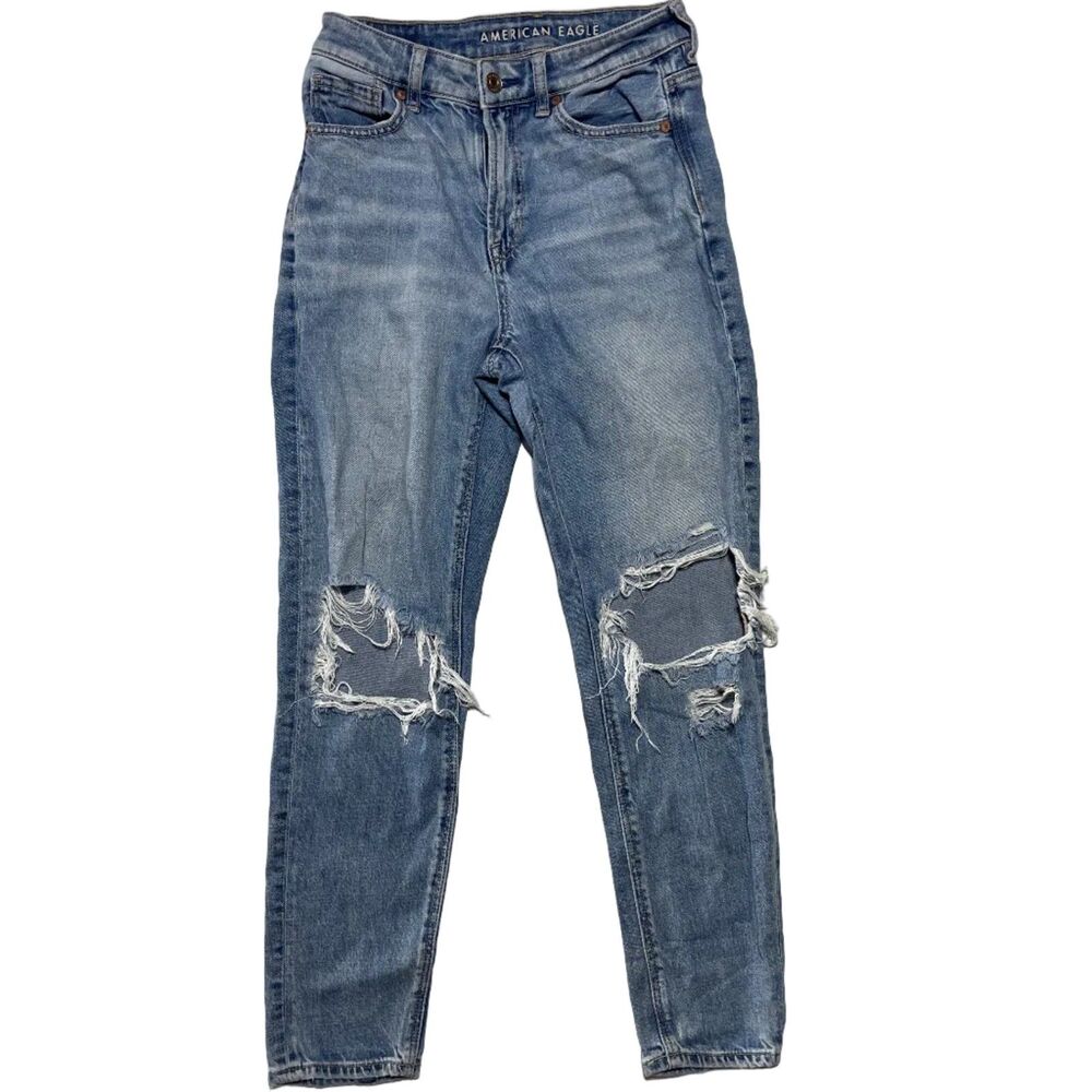 American Eagle Strigid Ripped Skinny Jeans Women’s Size 0 Short Light Wash Denim